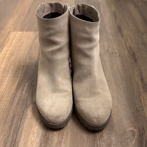 Blondo Taupe Suede Ankle Booties